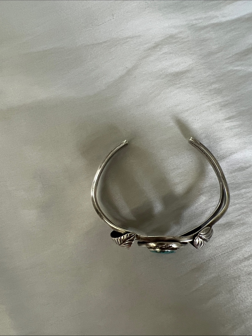 Sterling Silver Cuff Bracelet with Turquoise Stone - Picture 4 of 8